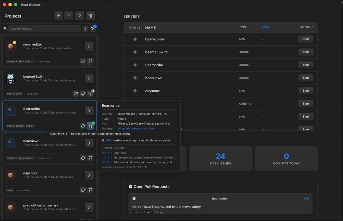Bear Runner interface