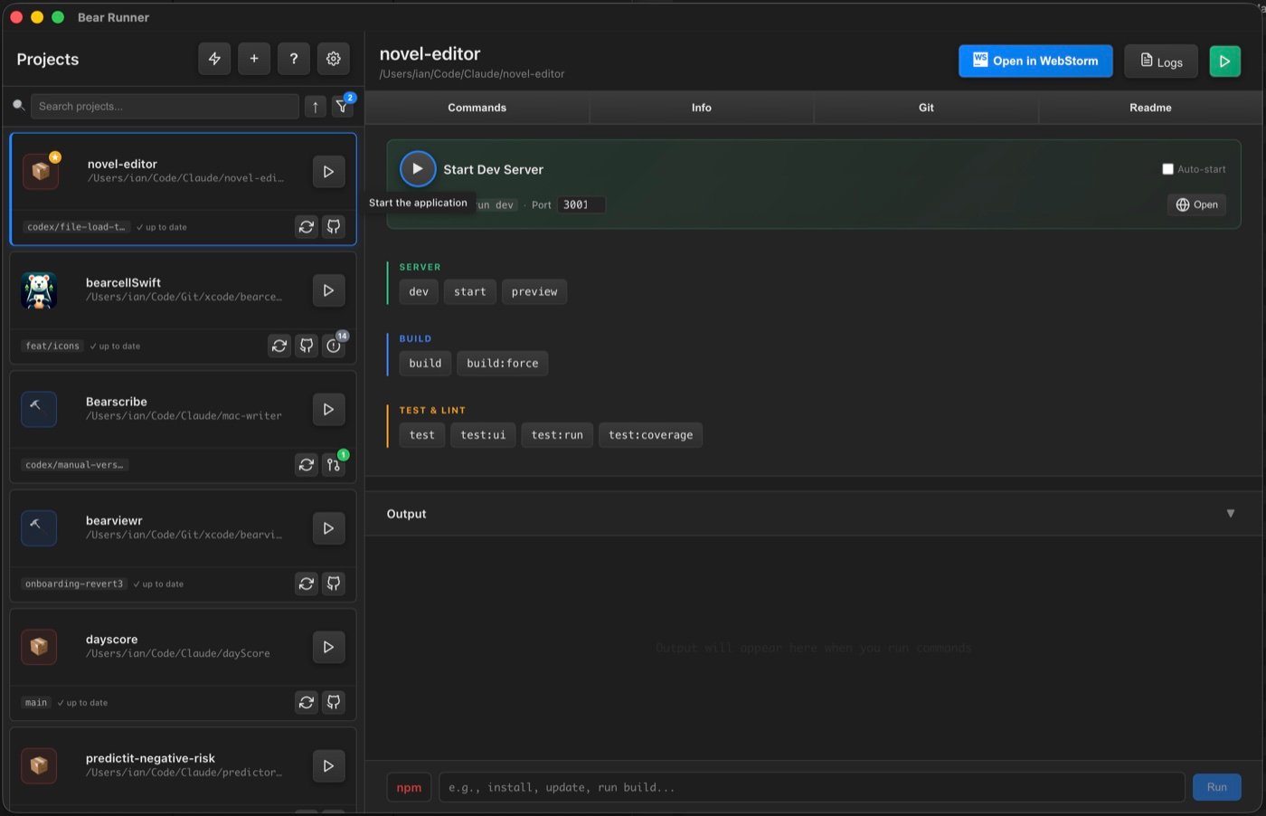 Bear Runner git status